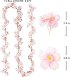 Cherry Blossom Garland Artificial Cherry Flower Vines 8 Pack Hanging Silk Flowers Garland for Home Wedding, alternate view 3