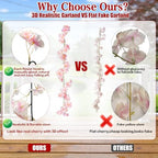 Cherry Blossom Garland Artificial Cherry Flower Vines 8 Pack Hanging Silk Flowers Garland for Home Wedding, alternate view 5