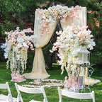 Cherry Blossom Garland Artificial Cherry Flower Vines 8 Pack Hanging Silk Flowers Garland for Home Wedding, alternate view 6