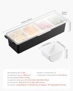 Chilled Condiment Server, 4 Compartment Ice Cooled Condiment Serving Container, Chilled Garnish Tray Bar Caddy, alternate