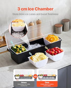 Chilled Condiment Server, 4 Compartment Ice Cooled Condiment Serving Container, Chilled Garnish Tray Bar Caddy, alternate