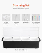 Chilled Condiment Server, 4 Compartment Ice Cooled Condiment Serving Container, Chilled Garnish Tray Bar Caddy, alternate