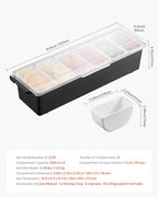 Chilled Condiment Server, 6 Compartment Ice Cooled Condiment Serving Container, Chilled Garnish Tray Bar Caddy, alternate