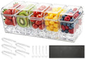 Chilled Condiment Server Caddy, 5 Compartment Ice Cooled Serving Container, Plastic Fruit Garnish Tray Platter