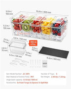Chilled Condiment Server Caddy, 5 Compartment Ice Cooled Serving Container, Plastic Fruit Garnish Tray Platter, alternate
