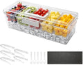 Chilled Condiment Server Caddy, 5 Compartment Ice Cooled Serving Container, Plastic Fruit Garnish Tray Platter