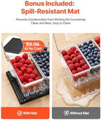Chilled Condiment Server Caddy, 5 Compartment Ice Cooled Serving Container, Plastic Fruit Garnish Tray Platter, alternate