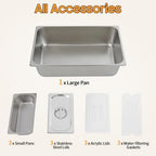 Chilled Condiment Server with Lid, 3-Compartment Stainless Steel Chilled Serving Tray with Lids, Commercial Food, alternate
