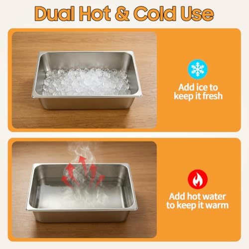 Chilled Condiment Server with Lid, 3-Compartment Stainless Steel Chilled Serving Tray with Lids, Commercial Food, alternate