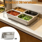 Chilled Condiment Server with Lid, 4-Compartment Stainless Steel Chilled Serving Tray, Countertop Cold Condiment, alternate