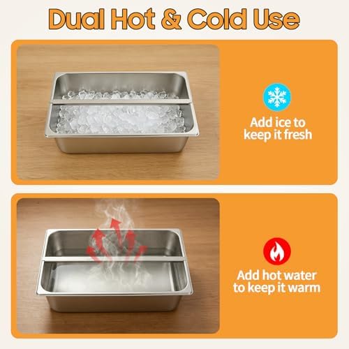Chilled Condiment Server with Lid, 4-Compartment Stainless Steel Chilled Serving Tray, Countertop Cold Condiment, alternate