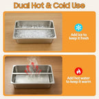 Chilled Condiment Server with Lid, 4-Compartment Stainless Steel Chilled Serving Tray, Countertop Cold Condiment, alternate