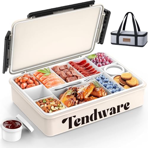 Chilled Portable Snackle Box Container, Beach Essentials for Summer, Divided Serving Tray with Reusable Ice Pack