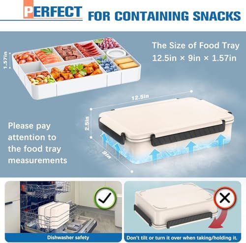 Chilled Portable Snackle Box Container, Beach Essentials for Summer, Divided Serving Tray with Reusable Ice Pack, alternate