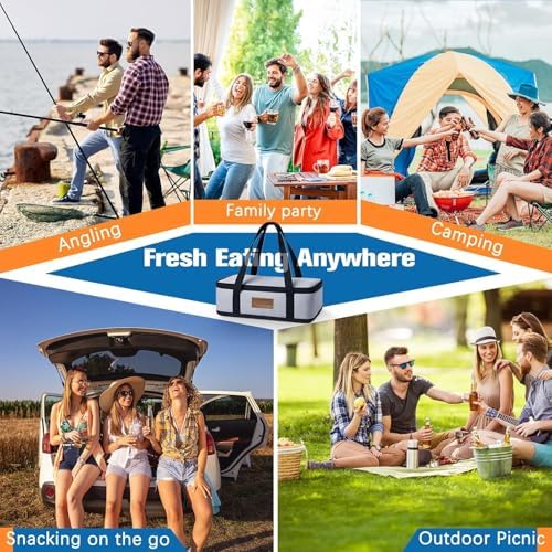 Chilled Portable Snackle Box Container, Beach Essentials for Summer, Divided Serving Tray with Reusable Ice Pack, alternate