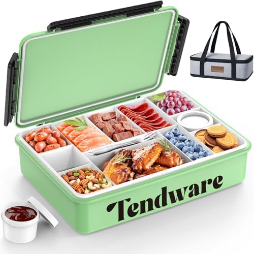 Chilled Portable Snackle Box Container with Ice Pack, Beach Essentials for Summer, Divided Serving Tray with