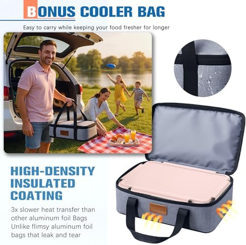 Chilled Portable Snackle Box Container with Ice Pack, Beach Essentials for Summer, Divided Serving Tray with, alternate view