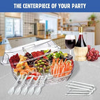Chilled Serving Tray, 15" Clear Plastic Party Platter with 4 Compartments, Ice Serving Bowl with Lid, Shrimp, alternate view