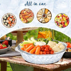 Chilled Serving Tray, 4-Pack, 11.8" Compartment Charcuterie Platter in Silver (4set Round), alternate view 4