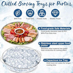 Chilled Serving Tray, 4-Pack, 11.8" Compartment Charcuterie Platter in Silver (4set Round), alternate view 5