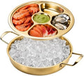 Chilled Serving Tray with Compartments, Condiment Dip Platter, 10 in in Gold