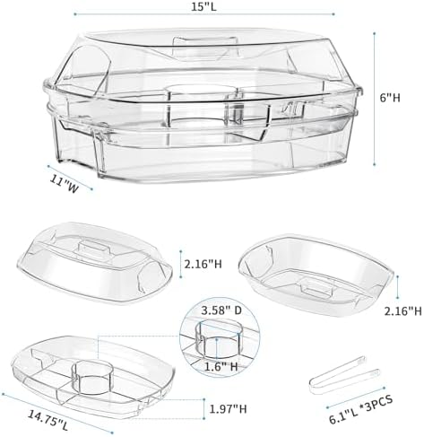 Chilled Serving Tray with Lid, Fruit Trays for Serving for Party in Transparent, alternate view 2