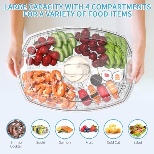 Chilled Serving Tray with Lid, Fruit Trays for Serving for Party in Transparent, alternate view 4