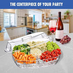 Chilled Veggie Tray, 15 Inch Clear Party Platter with 4 Compartments, Ice Serving Bowl with Lid, Cold Food, alternate view 2