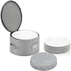 China Storage Case for Bowls or Dessert Plates - Fit plates up to 8" W - Includes 12 Felt Dividers - Hard Shell