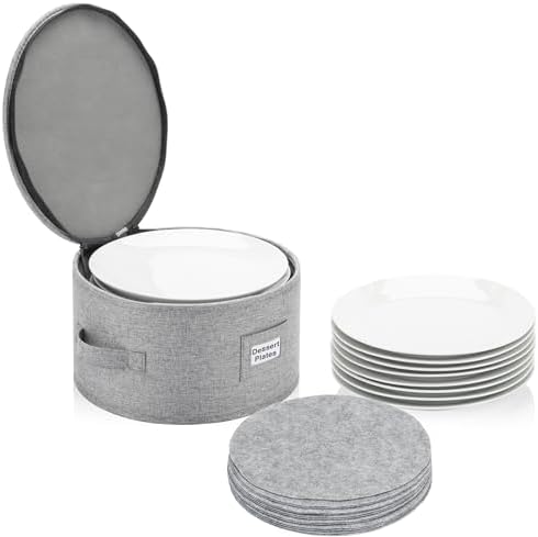 China Storage Case for Bowls or Dessert Plates - Fit plates up to 8" W - Includes 12 Felt Dividers - Hard Shell