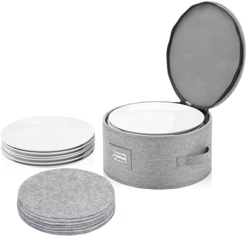 China Storage Container for Dinner Plate - Fit plates up to 11.5" W - Includes 12 Thick Felt Dividers. Hard