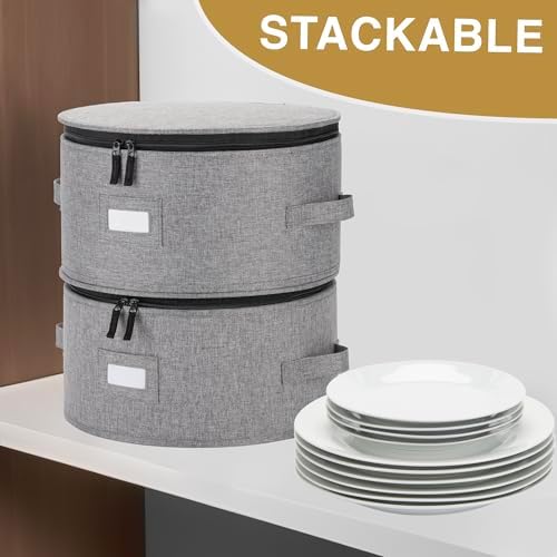 China Storage Container for Dinner Plate - Fit plates up to 11.5" W - Includes 12 Thick Felt Dividers. Hard, alternate view 5