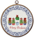 Chinoiserie Christmas Tree Round Framed Wall Art 10"x10"