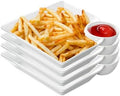 Chip and Dip Serving Platter Set of 4-8 Inch Ceramic Divided Plates with Sauce Compartment, Food-Safe Snack
