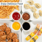 Chip and Dip Serving Platter Set of 4-8 Inch Ceramic Divided Plates with Sauce Compartment, Food-Safe Snack, alternate view 5