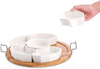 Chip and Dip Serving Set, 11'' Divided Serving Platters Tray for Party, 6-Compartment Removable Appetizer Snack, alternate