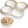 Chip and Dip Serving Set, 8.5 inch Ceramic Divided Serving Platter Small Appetizer Tray with 4 Removable Dishes
