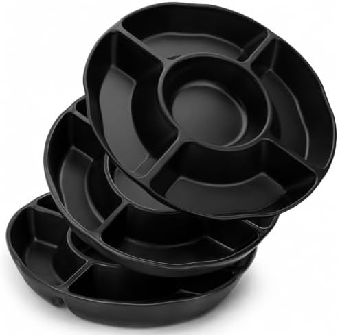 Chip and Dip Serving Set Divided Serving Platter Appetizers and Cheeses Serving Tray Black Compartment Dishes