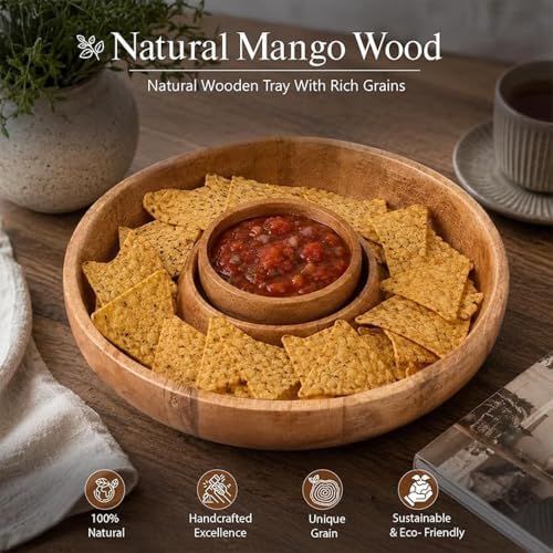 Chip and Dip Serving Tray with Center Dip Bowl - Appetizer Platter - Large Party Bowl Set for Chips & Salsa, alternate view 4