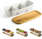 Chip and Dip Set Bowl with Divided Serving Tray, Hosting Essentials in Large-11 inches in White