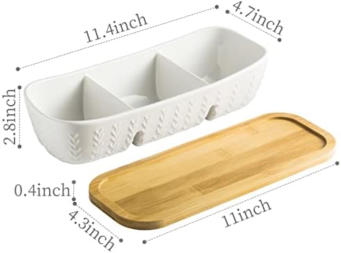 Chip and Dip Set Bowl with Divided Serving Tray, Hosting Essentials in Large-11 inches in White, alternate view 3