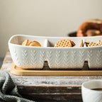 Chip and Dip Set Bowl with Divided Serving Tray, Hosting Essentials in Large-11 inches in White, alternate view 4