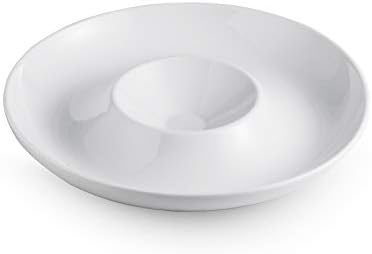 Chip & Dip Serving Set of 1, Porcelain Divided Serving Tray,12-inch in 12 inch - White (Set of 1) in White