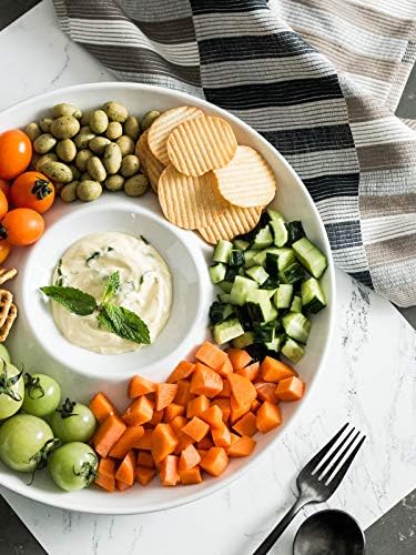 Chip & Dip Serving Set of 1, Porcelain Divided Serving Tray,12-inch in 12 inch - White (Set of 1) in White, alternate view 2