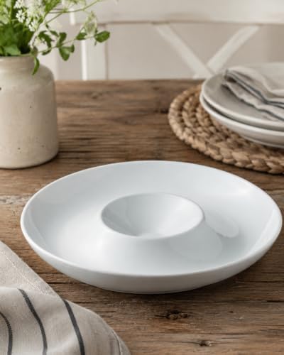 Chip & Dip Serving Set of 1, Porcelain Divided Serving Tray,12-inch in 12 inch - White (Set of 1) in White, alternate view 4