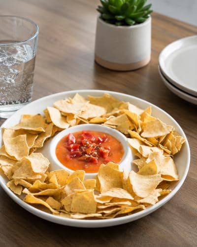 Chip & Dip Serving Set of 1, Porcelain Divided Serving Tray,12-inch in 12 inch - White (Set of 1) in White, alternate view 5