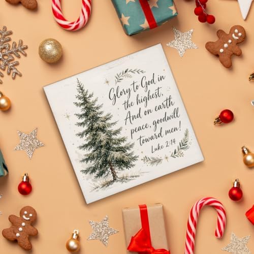 Christian Christmas Decor, Christmas Tree Bible Verse Wooden Sign, alternate view 4