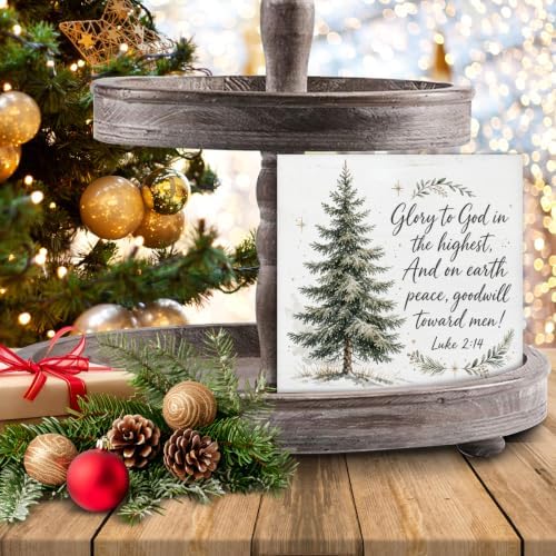 Christian Christmas Decor, Christmas Tree Bible Verse Wooden Sign, alternate view 7
