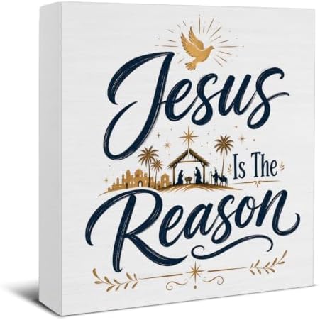 Christian Christmas Decor, Jesus is the Reason Christmas Wooden Sign