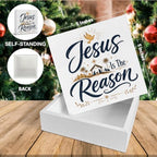 Christian Christmas Decor, Jesus is the Reason Christmas Wooden Sign, alternate view 2